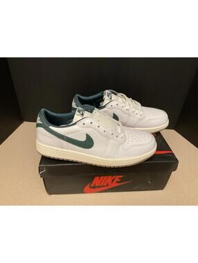 New! Womens Nike Air Jordan 1 Retro Low OG White/Green Athletic Shoes. Size 9.